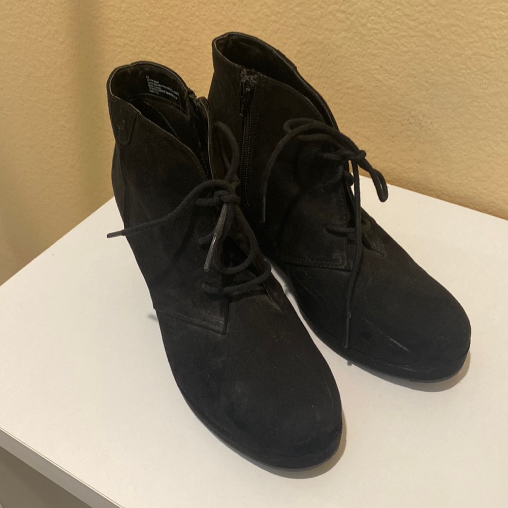 Black Marina Suede Wedge Heel